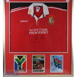 Signed Framed Martin Johnson 'Victorious Lions 1997' Jersey: 40” x 34.5” overall, superbly