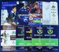 1985-2001 Scotland v Ireland Rugby Programmes (9): All the Murrayfield homes 1985-2001 inclusive.