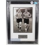 Tom Finney & Nat Lofthouse Signed Football Print depicts the pair warming up/training, signed in
