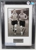 Tom Finney & Nat Lofthouse Signed Football Print depicts the pair warming up/training, signed in