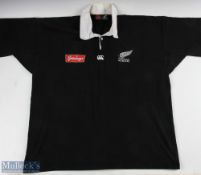 1990s New Zealand All Blacks' 'Match Worn' Jersey: Fully-logoed All Blacks No. 8 1994-98 era short-
