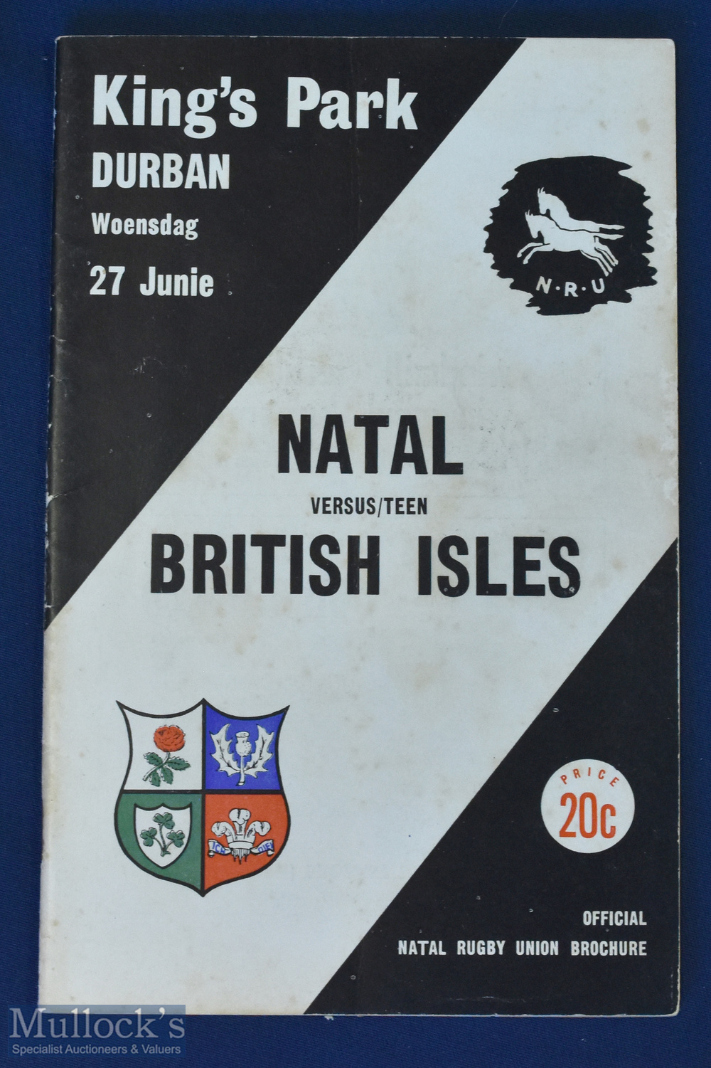 Scarce 1962 British and Irish Lions Rugby Programme: The issue from Natal's match v the tourists,