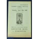ESFA 1947 semi/final Leicester Boys v Edmonton Boys 19 April 1947 at Filbert Street, Leicester;