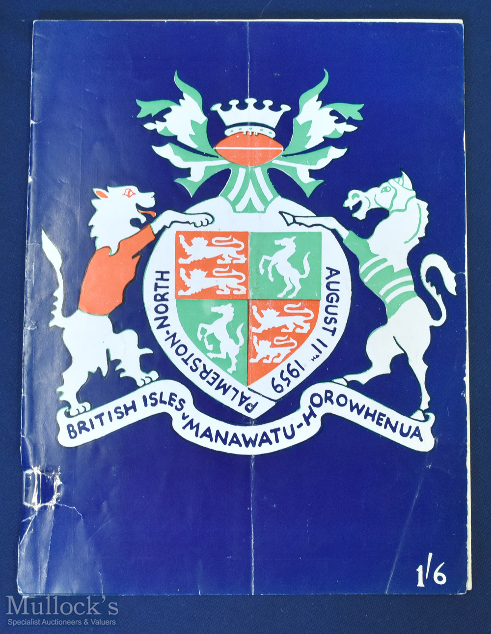 Scarce 1959 British and Irish Lions Rugby Programme: The issue from the Lions' game v Manawatu-