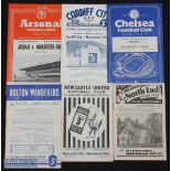 1953/54 Manchester Utd away match programmes v Cardiff City, Chelsea, Newcastle Utd, Arsenal,