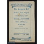 Pre-war 1928/29 The Casuals v Woking match programme 19 January 1929 at Richmond Road, Kingston, 4