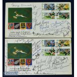Scarce pair of FDCs, signed by Springboks (2): SA Centenary 1989, two covers autographed legibly