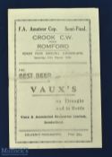 1949 FA Amateur Cup semi/final match programme at Sunderland 19 March 1949 Crook Colliery Workers