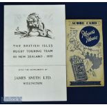 1950 British & I Lions NZ Rugby Tour Guides (2): Tour guide and itinerary score card issued by James