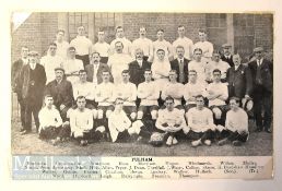 1907/1908 Fulham FC 1st season in the Football League, b&w postcard photograph of the team and