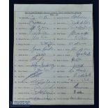 1969-70 SA UK Rugby Tour Official Autograph Sheet: 32 signatures on prepared and numbered sheet from