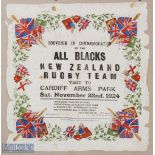 1924 V Rare Invincible NZ All Blacks Framed Serviette: Quite the thing at the time, a highly
