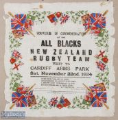 1924 V Rare Invincible NZ All Blacks Framed Serviette: Quite the thing at the time, a highly