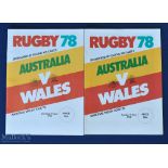 1978 Wales in Australia Signed Test Rugby Programmes (2): Both tests, including the 2nd with JPR