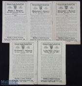 1949-50 Newport Rugby Programmes (5): Rodney Parade issues v Wasps, Watsonians, Gloucester, Richmond