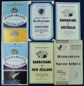 Barbarians v Major Tourists Rugby programmes (6): v S Africa 1951, v New Zealand 1978 & 1989 and v