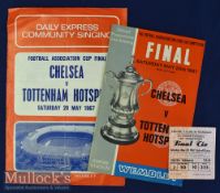1967 FA Cup Final Chelsea v Tottenham Hotspur football programme, ticket and song sheet date 20