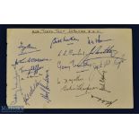 Rare 1951/2 SA Springbok Rugby Tour Autograph Book Page: From the 'Grand Slam' tour, their test