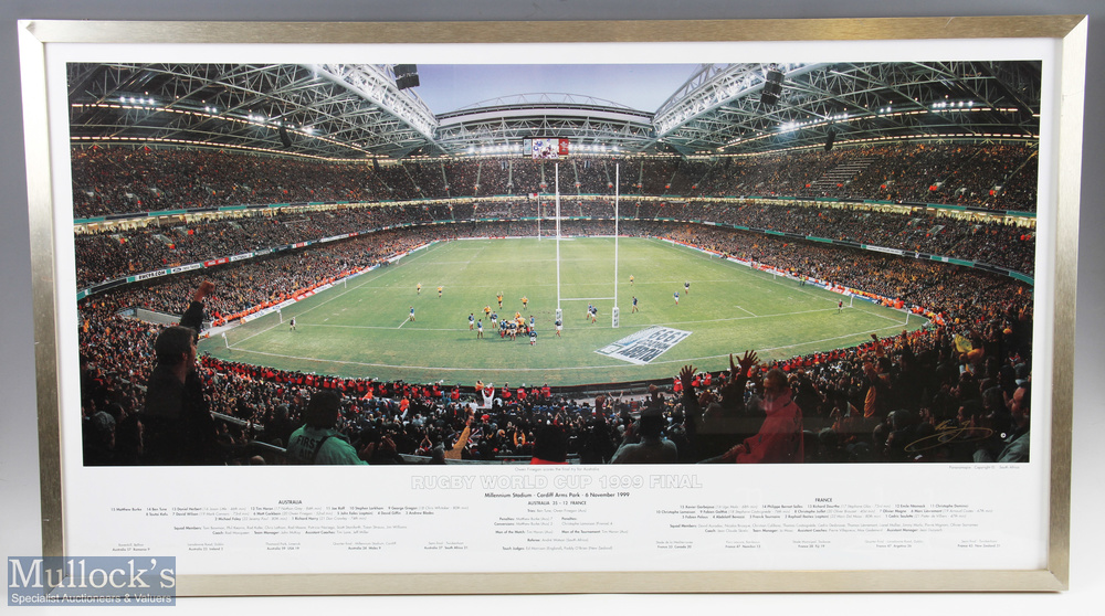 RWC Final 1999 Panoramic Rugby Photo & Prog. (2): c.39” v 21”, wide-angled colour shot of the - Image 2 of 2