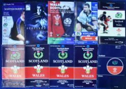 1979-2001 Scotland and Wales Rugby Programmes (10): Murrayfield homes for 1979, 1985-1993 inc. &