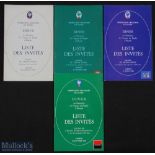 1974-1994 France v Ireland Dinner Guest Lists (4): Good crisp copies in a variety of cover colours