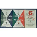 1952-1956 Ireland Home Programmes (3): Pretty good v Wales 52 & VG 56, G v Scotland 1956