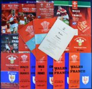 1956-2002 Wales Home v France Rugby Programmes (18): Cardiff issues from 1956 (no cover), 1962, 1964