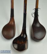 3x various left hand and right hand socket head woods - to incl left hand dark stained large head