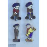 4x Original Enamel Golfing Pin Badges inc Penfold Man by H W Miller, small solder repair to rear,