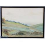 T G Crossman - a Downs region style Golf Course Scene - watercolour signed and dated 1934 - mf&g