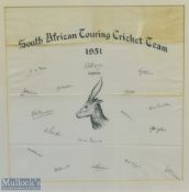 1951 The Australian Cricketers Printed Signed handkerchief, with replica signatures made by