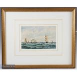 Scottish School 1882 - Bass Rock late 19thc Shipping watercolour dated and signed with monogram to