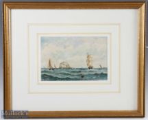 Scottish School 1882 - Bass Rock late 19thc Shipping watercolour dated and signed with monogram to