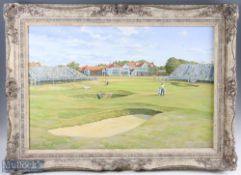 Craig Campbell (b.1960) - Muirfield 18th Green and Clubhouse - Open Golf Championship oil on