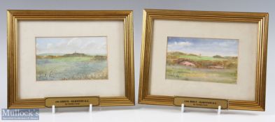 Sandy Lines (b.1922) - Saunton Golf Club - pair of small water colours both signed - one titled