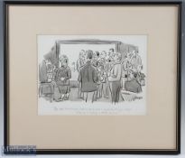 J W Taylor - original sketch signed lower right corner - 19th Hole with Colonel figure playing the