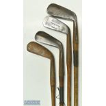 4x various irons Donald McLeod 'Drive' iron, Gibson mid iron, Round Back mashie and one other (