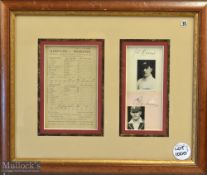 1923 Hampshire v Middlesex Framed Cricket score card, and Photographic cigarette cards of Herne