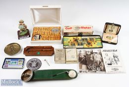 Assorted Golfing Related Collectables and Memorabilia inc woodwork black stamped with clubmakers