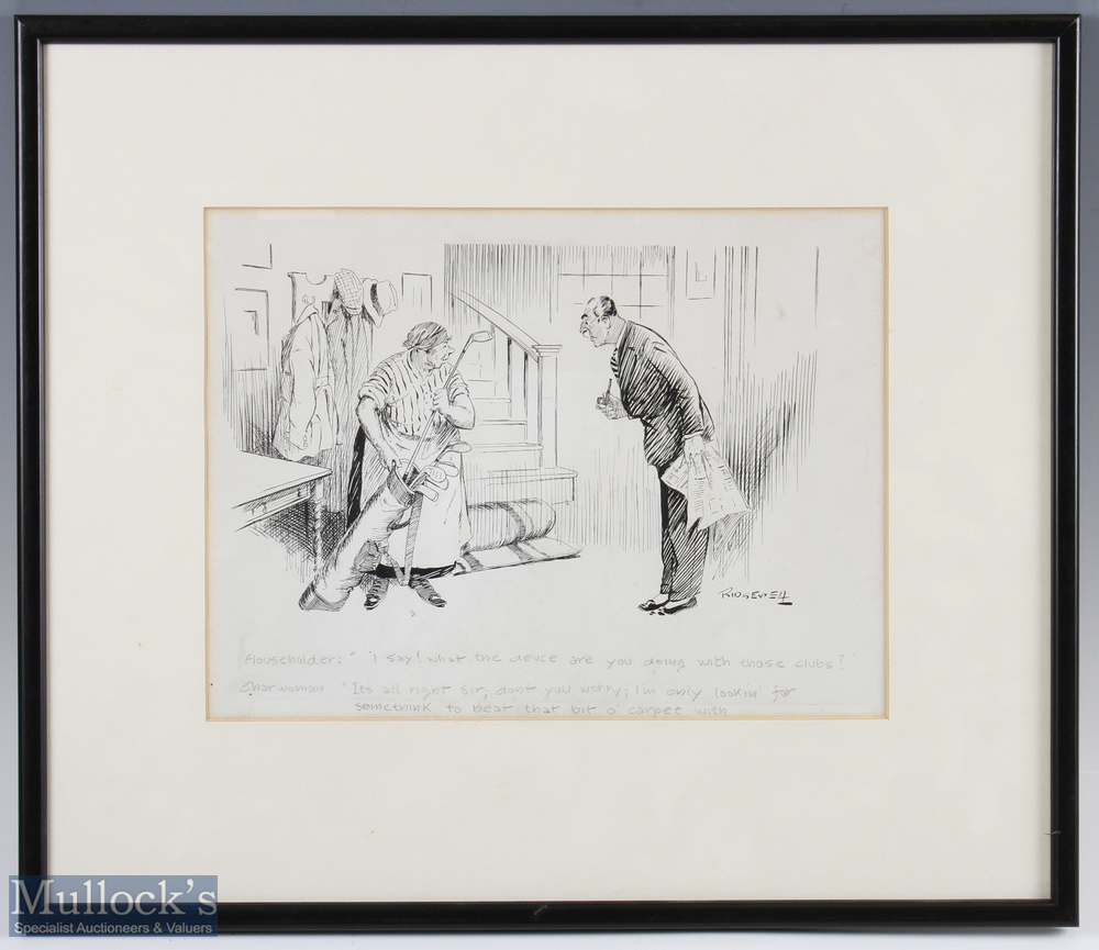 W L Ridgewell (b.1885-d.1938) original Punch golf cartoon sketch No.300 signed Ridgewell complete