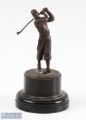 Bobby Jones Style Miniature Bronze Finish Figure on black painted plinth, no visible makers mark,