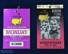 1997 and 2002 US Masters Practice Round tickets - both won by Tiger Woods - for Monday, 7 April