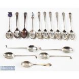 Selection of Silver Golfing Teaspoons incl set of 6 hallmarked Sheffield 1932, 4 golf club handled