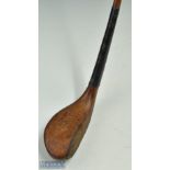 Auchterlonie St Andrews light stained dog wood broad head longnose driver c1890 - with half