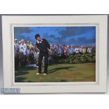 Craig Campbell - (b.1960) titled 'Seve - Pitching His Way to Victory at The Open, St Andrews 1984'