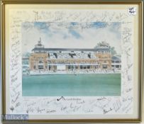 Gentleman, David b1930 British AR, Lords Pavilion with #80 signatures of Cricket's great players.