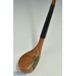 Fine Wm Henderson (Hyde Cheshire) golden beech wood bulger scare neck driver c1892 with good