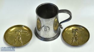 Liberty Tudric Pewter Golf Tankard marked Tudric and numbered 01374 with golfer roundel design to