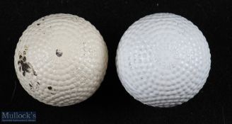 2x The Challenger Bramble Pattern Guttie Golf Balls - both made and stamped 1997. Note: Part
