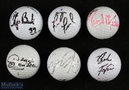 6x Well known American US Professional Tour players signed golf balls - Chip Beck, Doug Sanders,